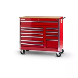42 X 11 DRAWER WOODTOP CABINET, RED