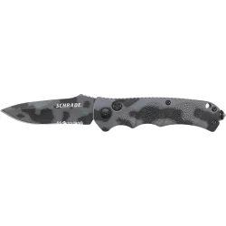 Schrade Push Button Lock Folding Knife Partially Serrated Drop P Schrade Push Button Lock Folding Knife Partially Serrated Drop P