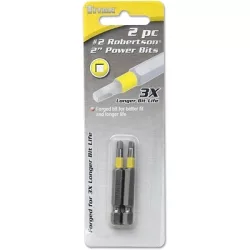 2 pc #2 Square Drive 2 Inch Power Bits 2 pc #2 Square Drive 2 Inch Power Bits