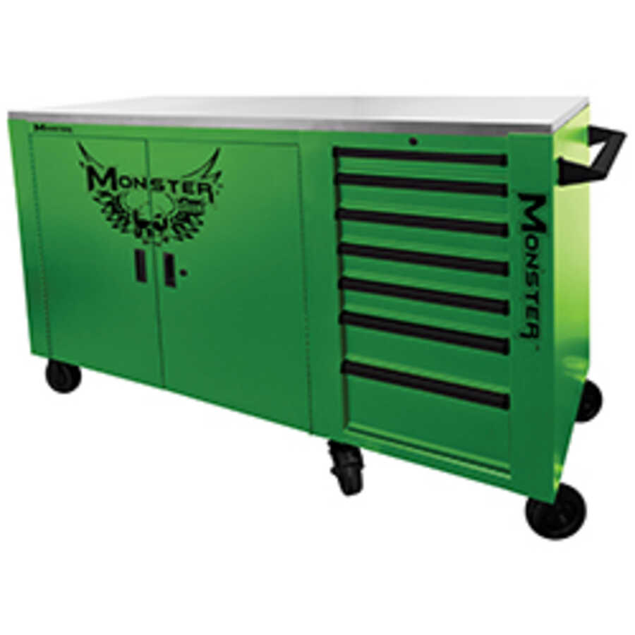 72" with 7-DRAWER CART LOCKER COMBO - GREEN