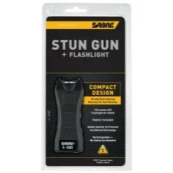 (image for) SABRE Black Dual Capacitor Stun Gun with Flashligh
