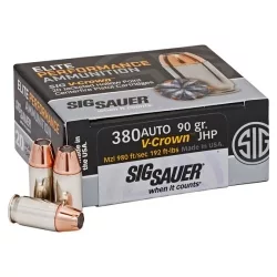 AMMO, 380ACP, 90GR, ELITE V-CROWN, JHP, BOX/20
