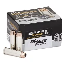 AMMO, 38SPL +P, 125GR, ELITE V-CROWN, JHP, BOX/20