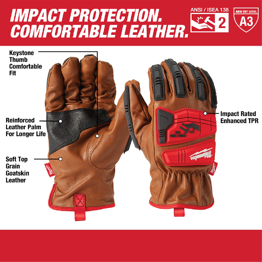 Impact Cut Level 3 Goatskin Leather Gloves - L