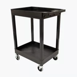 24 x 18 Plastic Utility Tub Cart - Two Shelf-Black