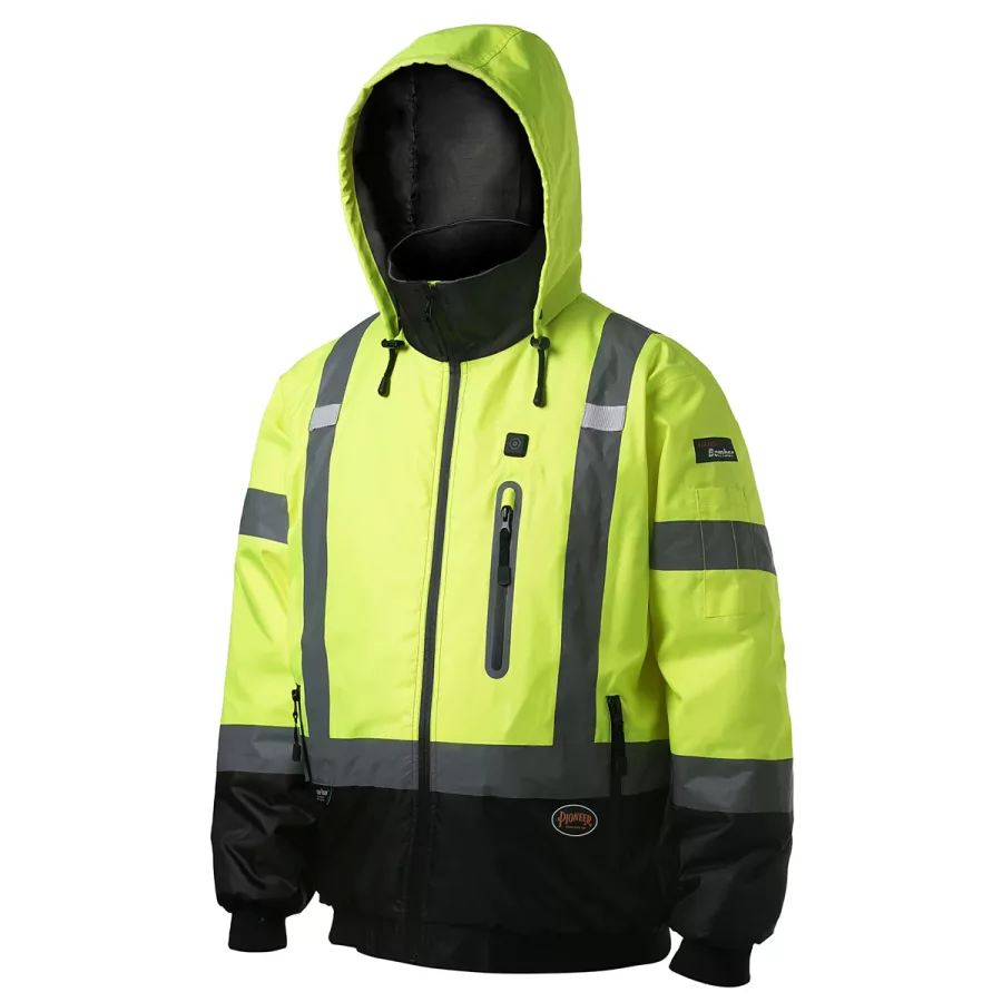 Pioneer Hi-Vis Heated Bomber Jacket Yellow 2XL Waterproof (image for) Pioneer Hi-Vis Heated Bomber Jacket Yellow 2XL Waterproof