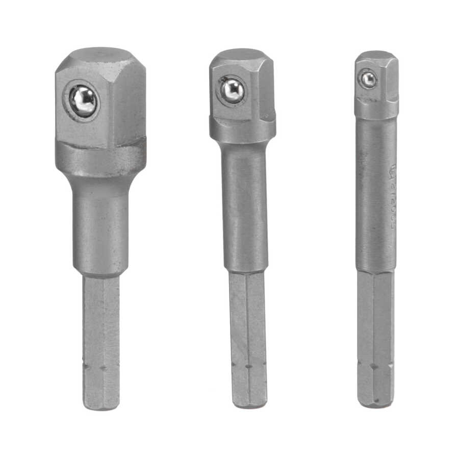 3PC 1/4" Hex Drive X 1/4",3/8",1/2" Dr. Spinner Ha
