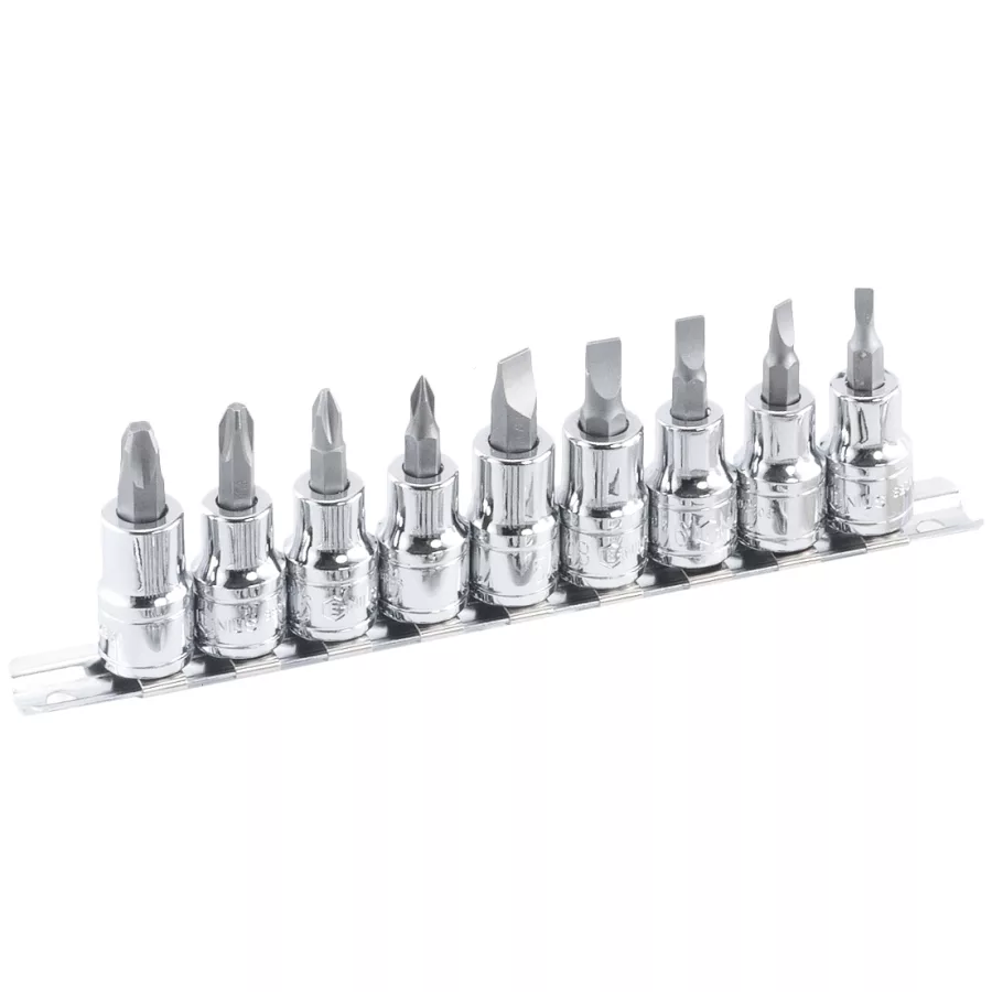 9PC 3/8" Dr. Slotted & Phillips Bit Socket Set