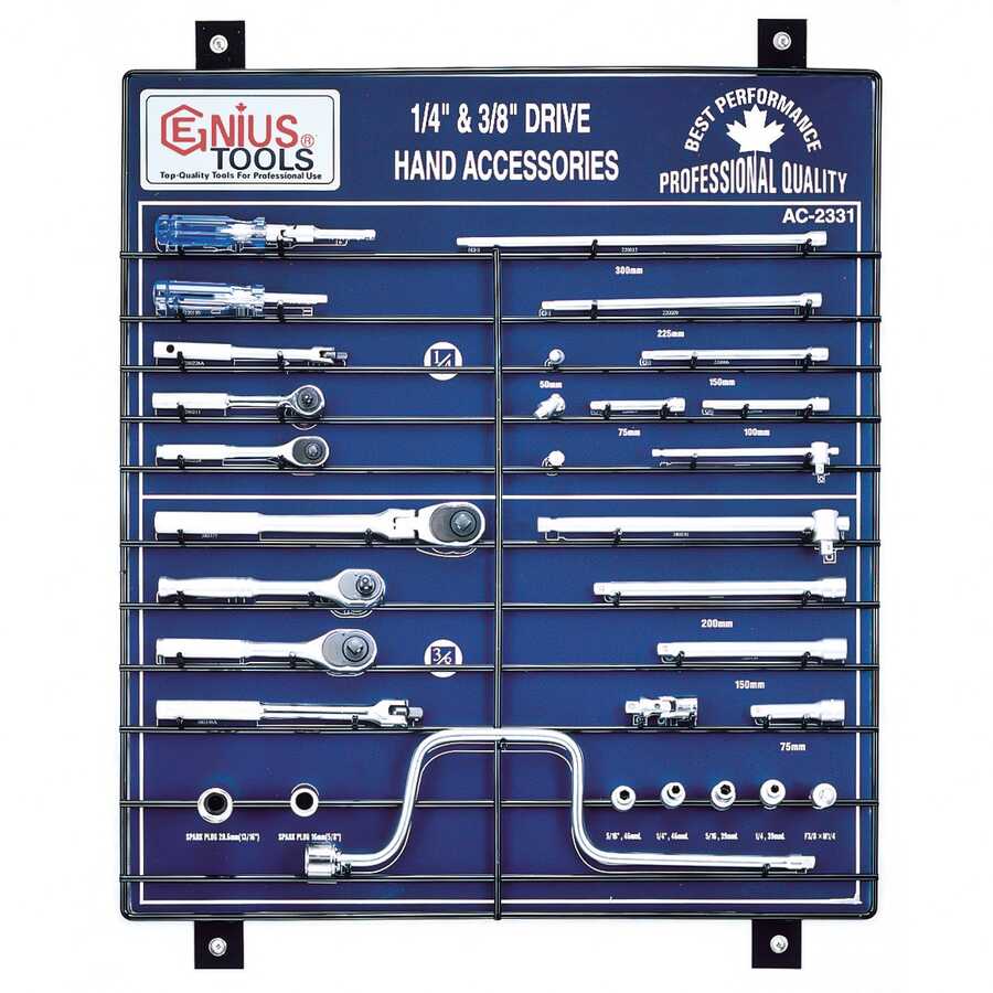 31PC 1/4 & 3/8" Dr. Accessories Display Board
