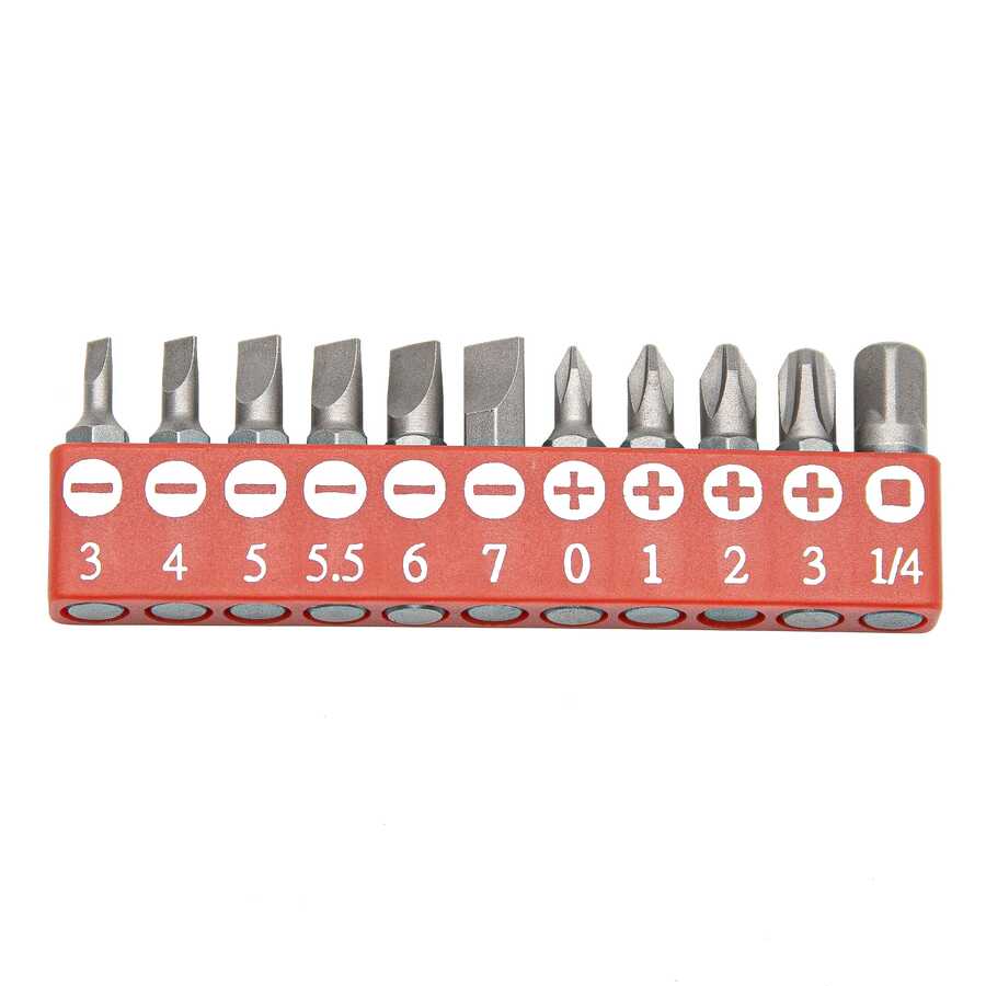 11PC Slotted & Phillips Screwdriver Bit Set