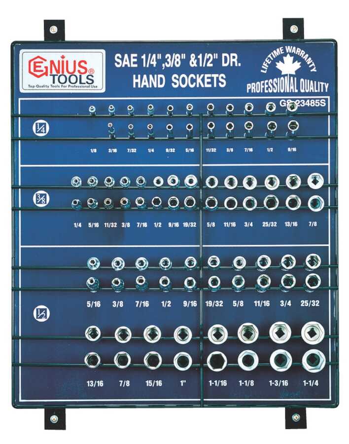85PC 1/4,3/8 & 1/2" Dr. Sockets Display Board