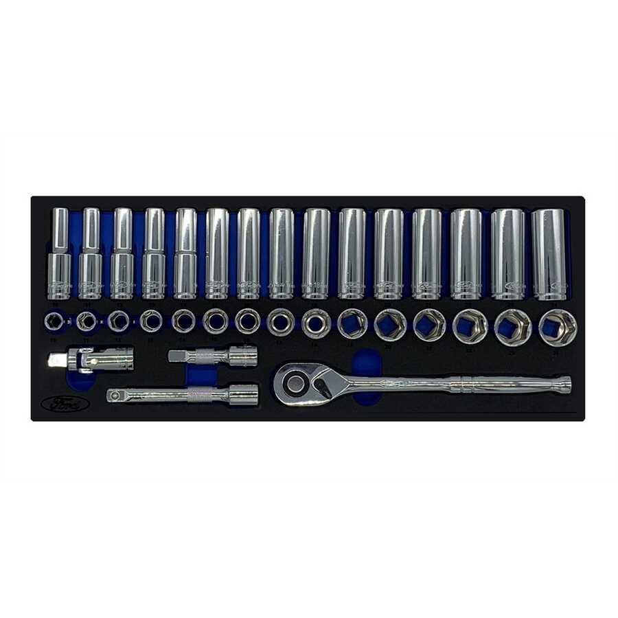 34 PC 1/2 DRIVE METRIC DEEP SOCKET SET FORD ONLY