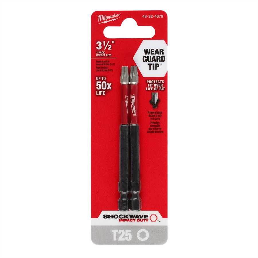 SHOCKWAVE Impact Duty 3-1/2" T25 Bit 2PK