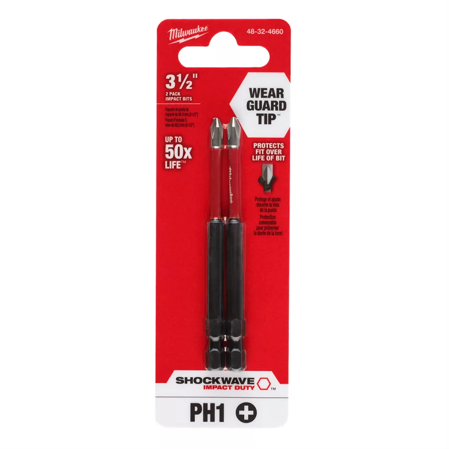 SHOCKWAVE Impact Duty 3-1/2" PH1 Bit 2PK