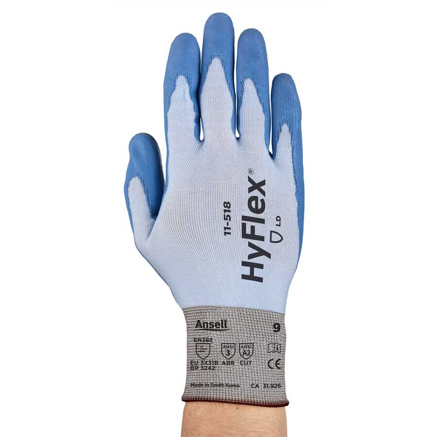 HYFLEX 11-518 LIGHTDUTY CUT RESISTANT GLOVES SZ 11