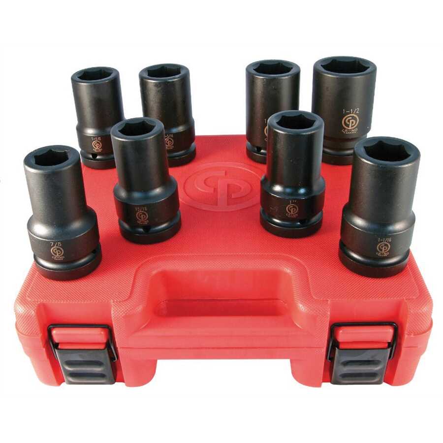 1"DR 8PC SAE DEEP IMPACT SOCKET SET