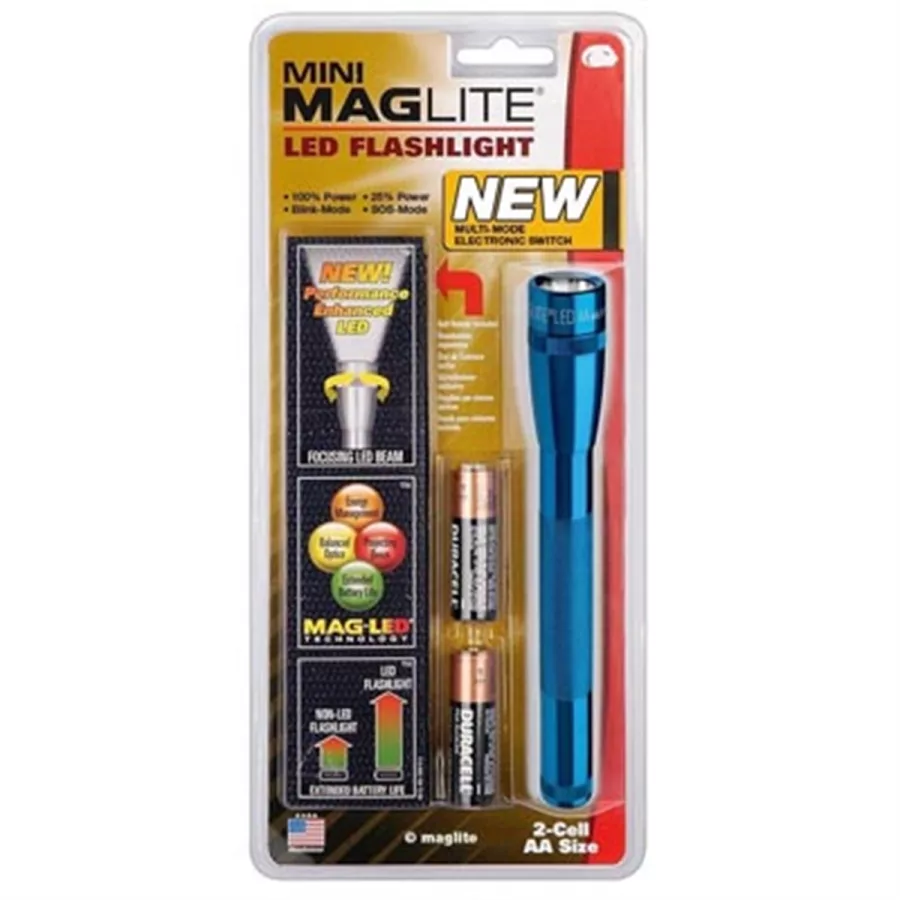 Mini Maglight LED 2 Cell AA Flashlight Blue