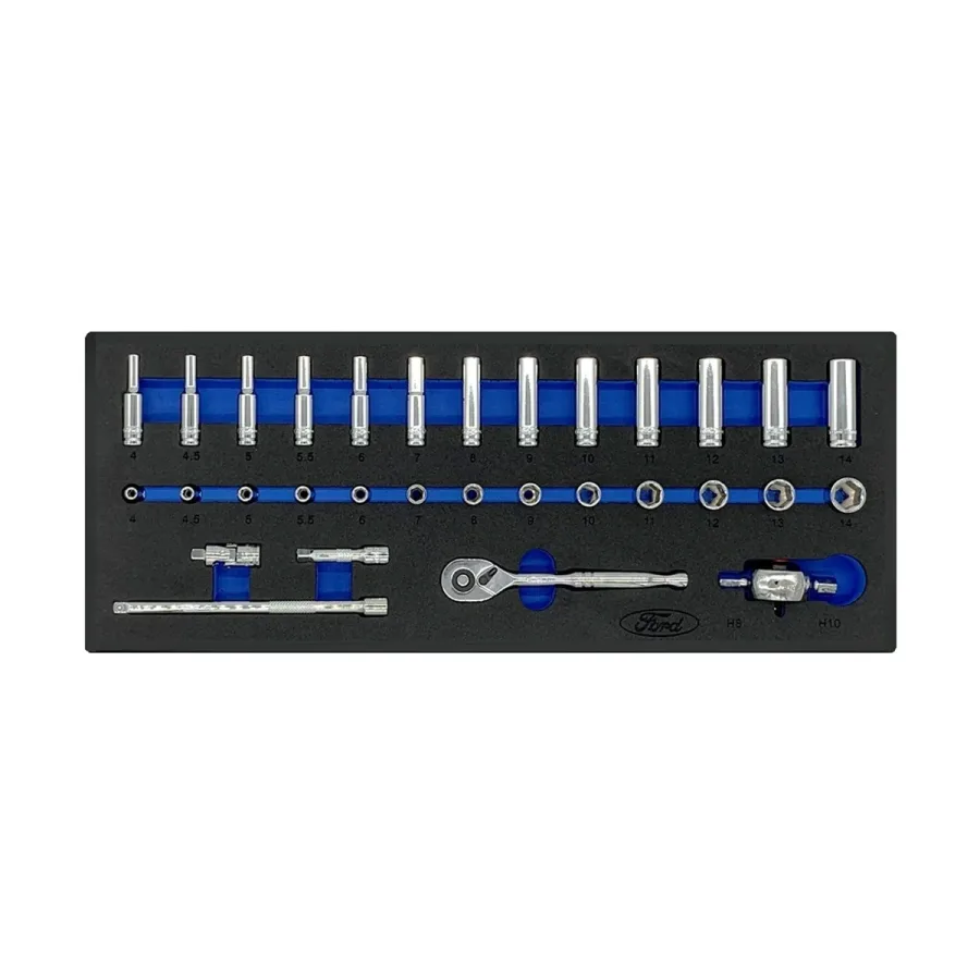 (image for) 31PC 1/4 DR MET 6 PT STD & DP SOCKET SET FORD