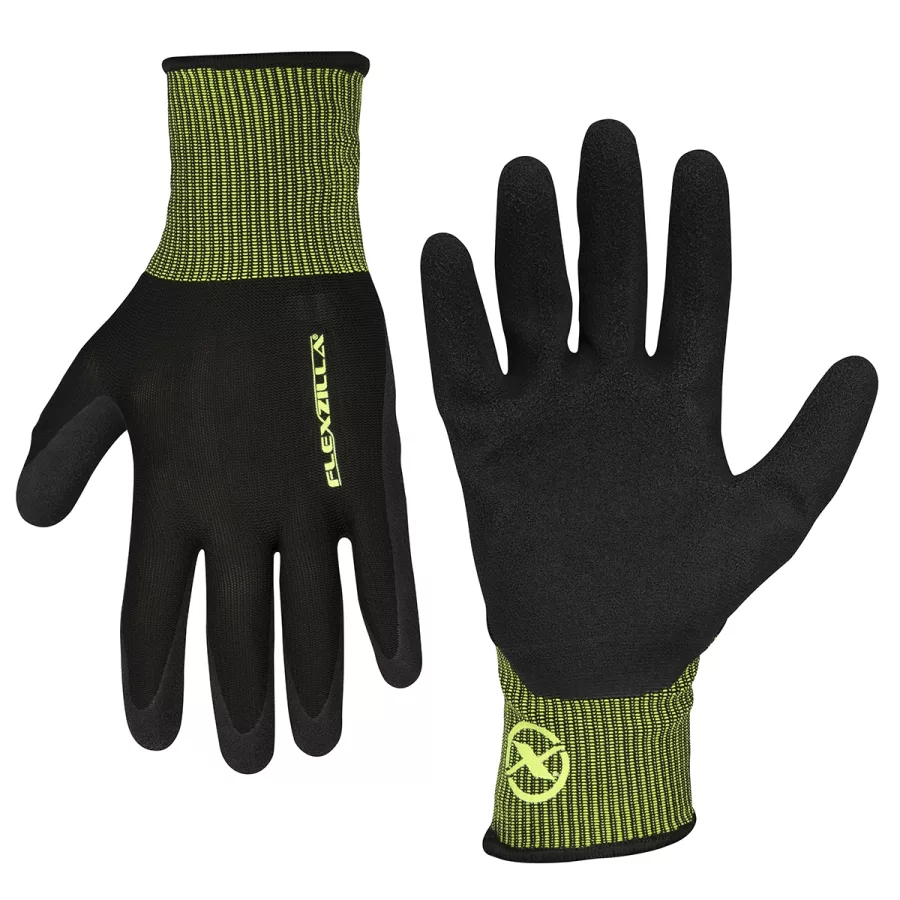 Foam Latex Dip Gloves Black L