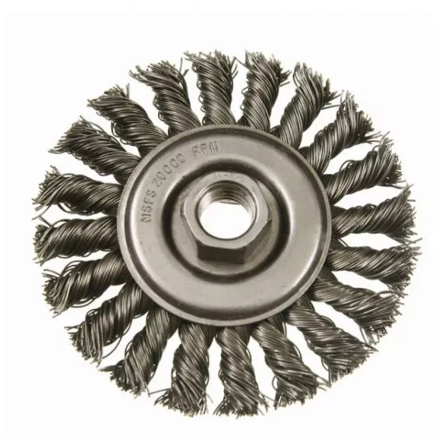 Wire Wheel Brush, 4" Dia., 0.02" Fill, 5/8"-11 Arb