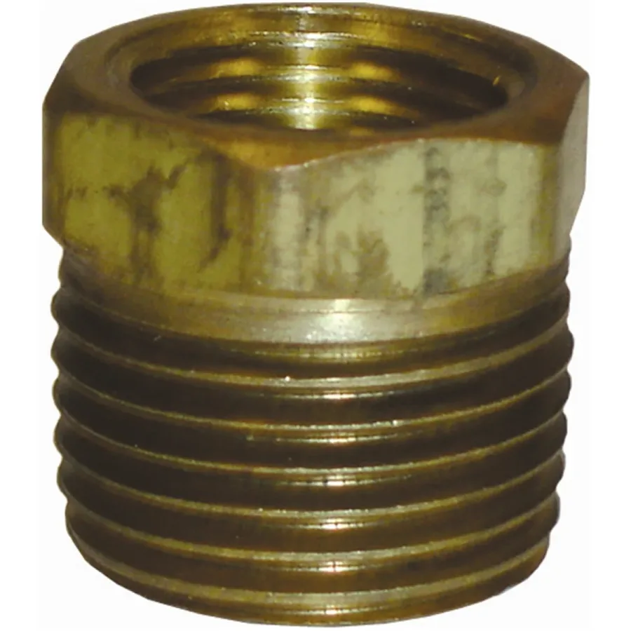 (image for) 1/2" x 3/8" Pipe Thread Bushing Brass Fitting