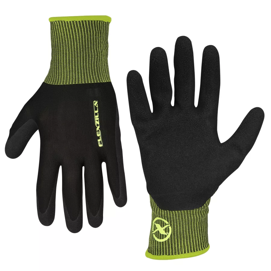 Foam Latex Dip Gloves Black XL