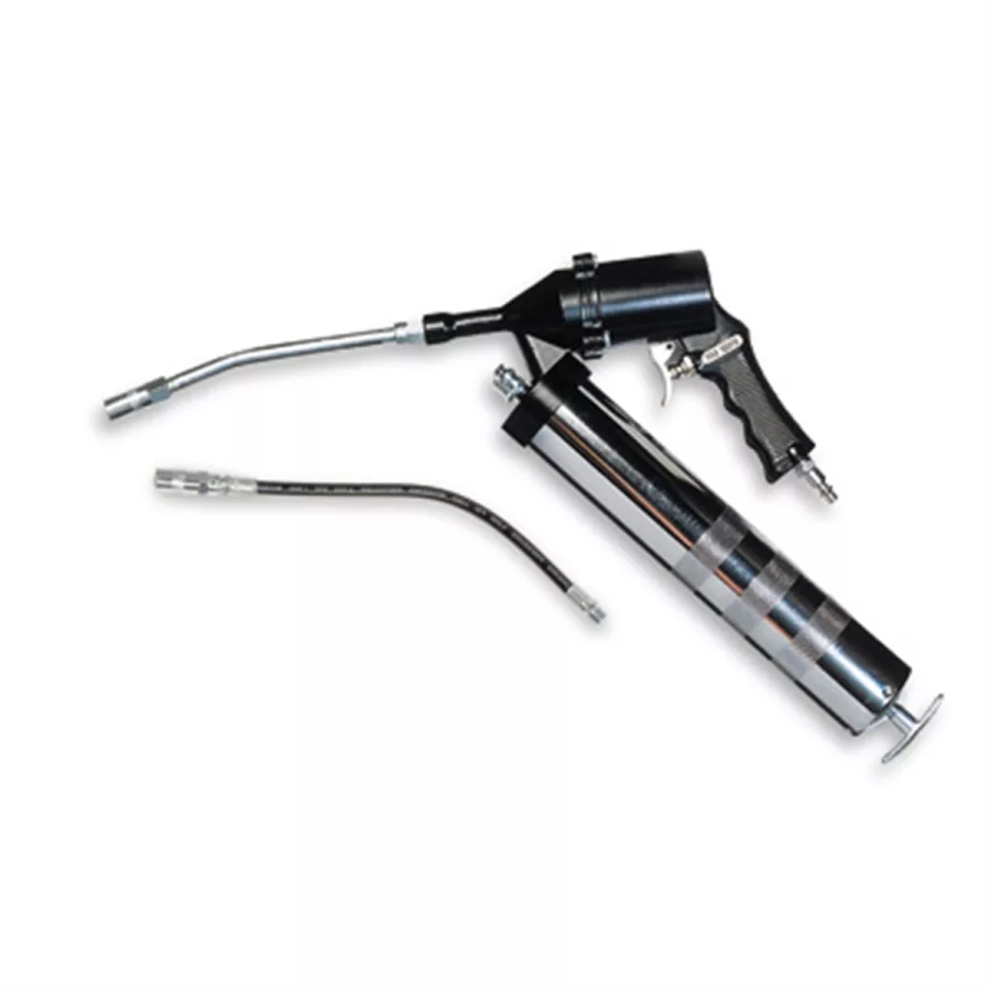 GREASE GUN AIR W/12" FLEX EXT AND 6" RIGID EXT.