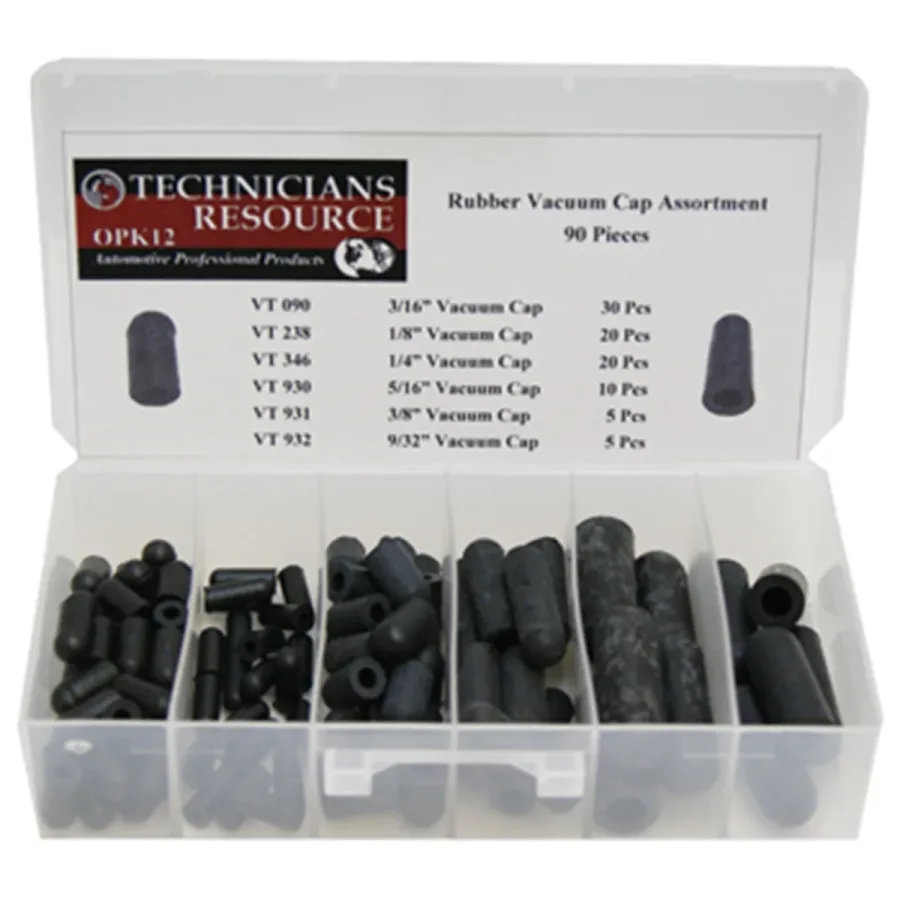 Rubber Vacuum Cap Assortment (90 Pcs / 6 Sizes) (image for) Rubber Vacuum Cap Assortment (90 Pcs / 6 Sizes)