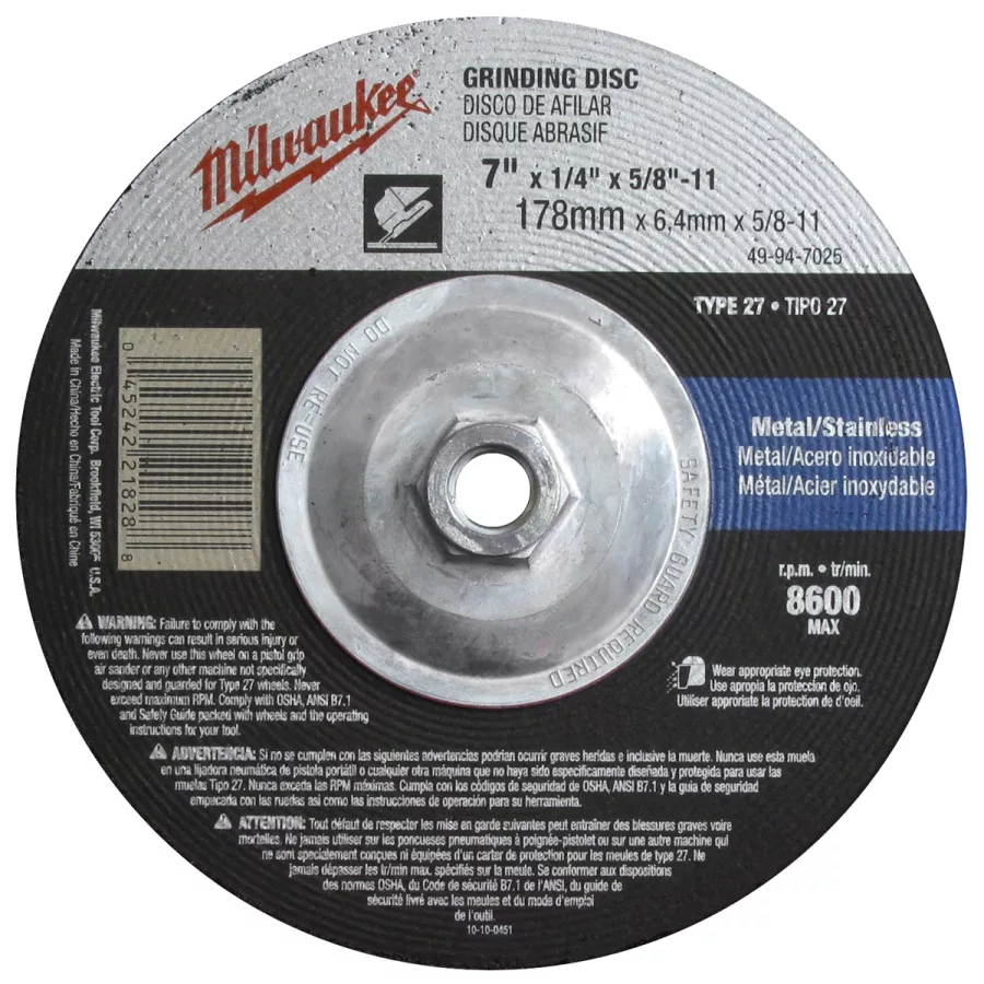 7" x 1/4" x 7/8" Grinding Wheel (Type 27)