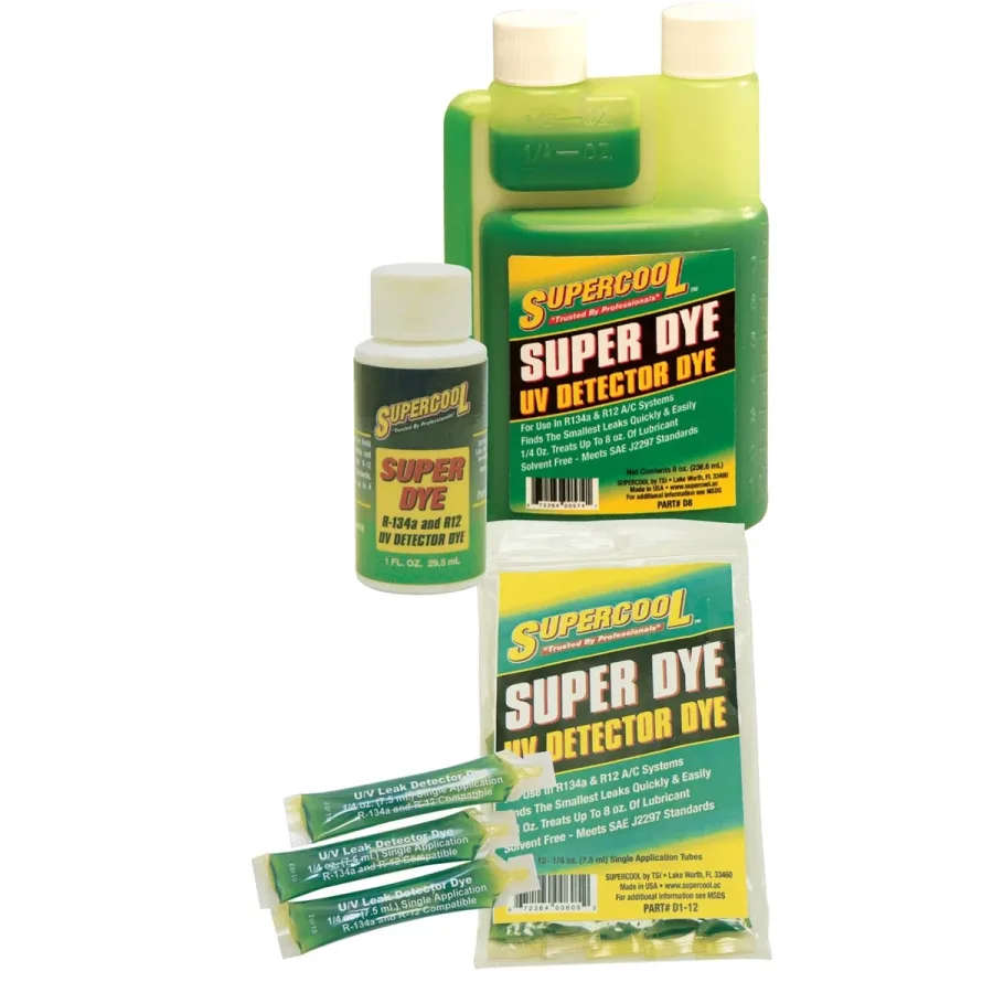 U/V Leak Detection Dye-8oz Self Measure Bottle (Case of 12) (image for) U/V Leak Detection Dye-8oz Self Measure Bottle (Case of 12)