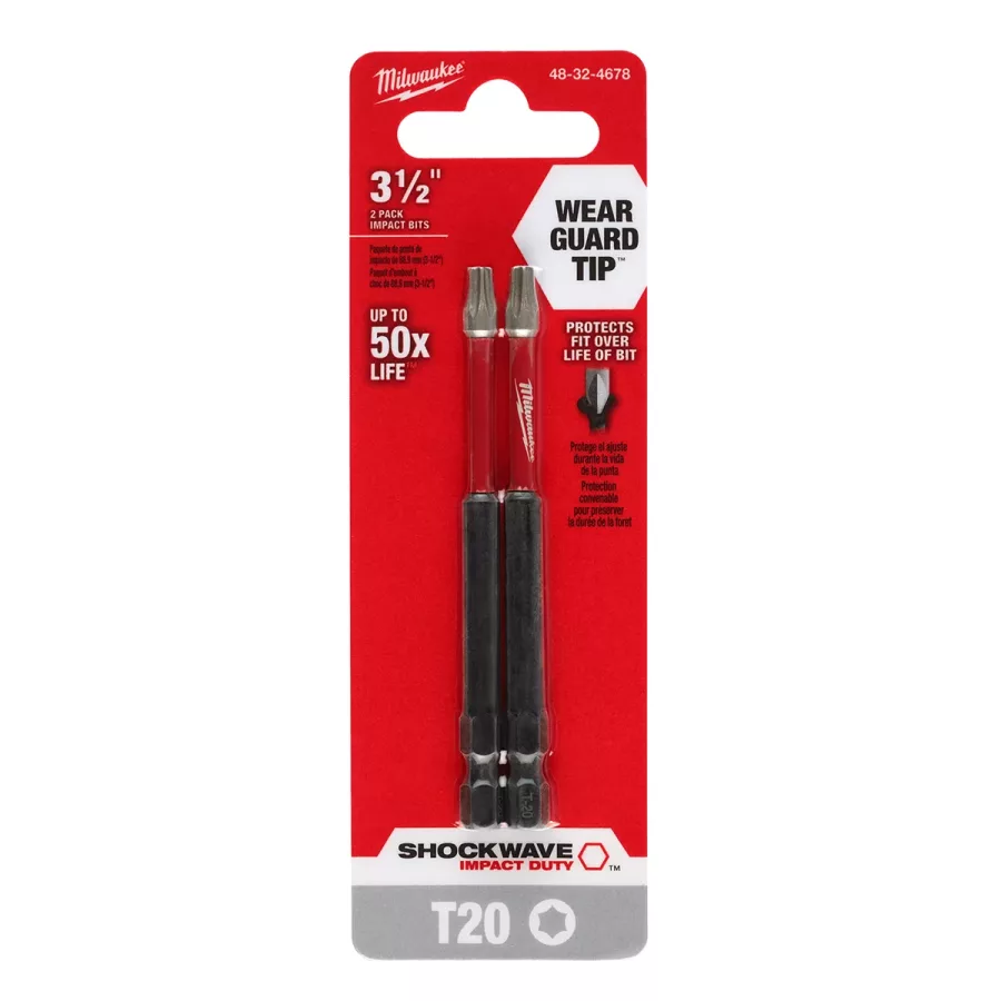 SHOCKWAVE Impact Dutyâ„¢ 3-1/2" T20 Bit 2PK (image for) SHOCKWAVE Impact Dutyâ„¢ 3-1/2" T20 Bit 2PK