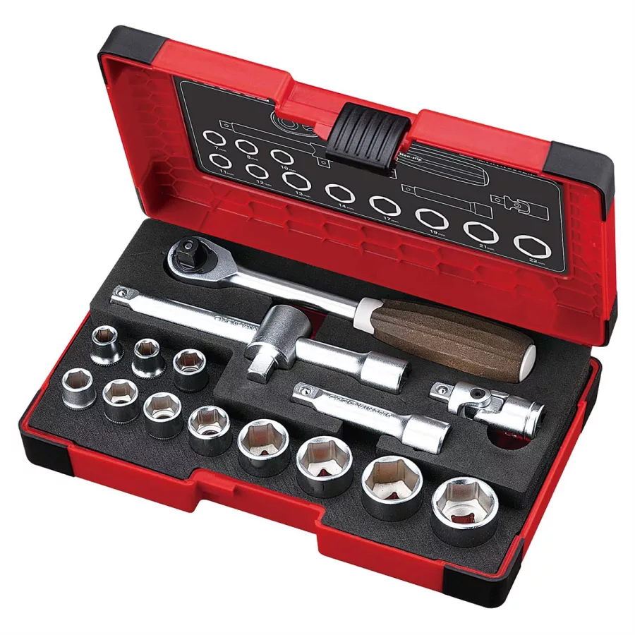 WOOD-COMPO Socket Wrench Set No.HRW3002M-W 3/8" SQ Drive 16PC. S WOOD-COMPO Socket Wrench Set No.HRW3002M-W 3/8" SQ Drive 16PC. S
