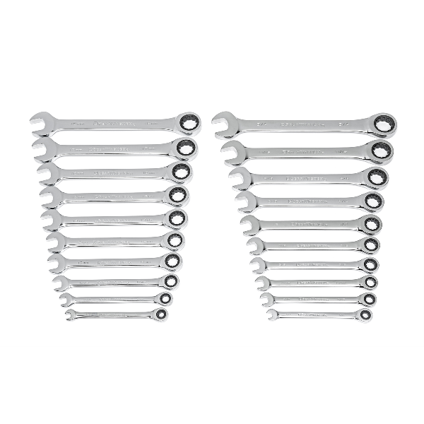 GearWrench 20 Pc SAE Metric 72-Tooth Ratcheting Wrench Set