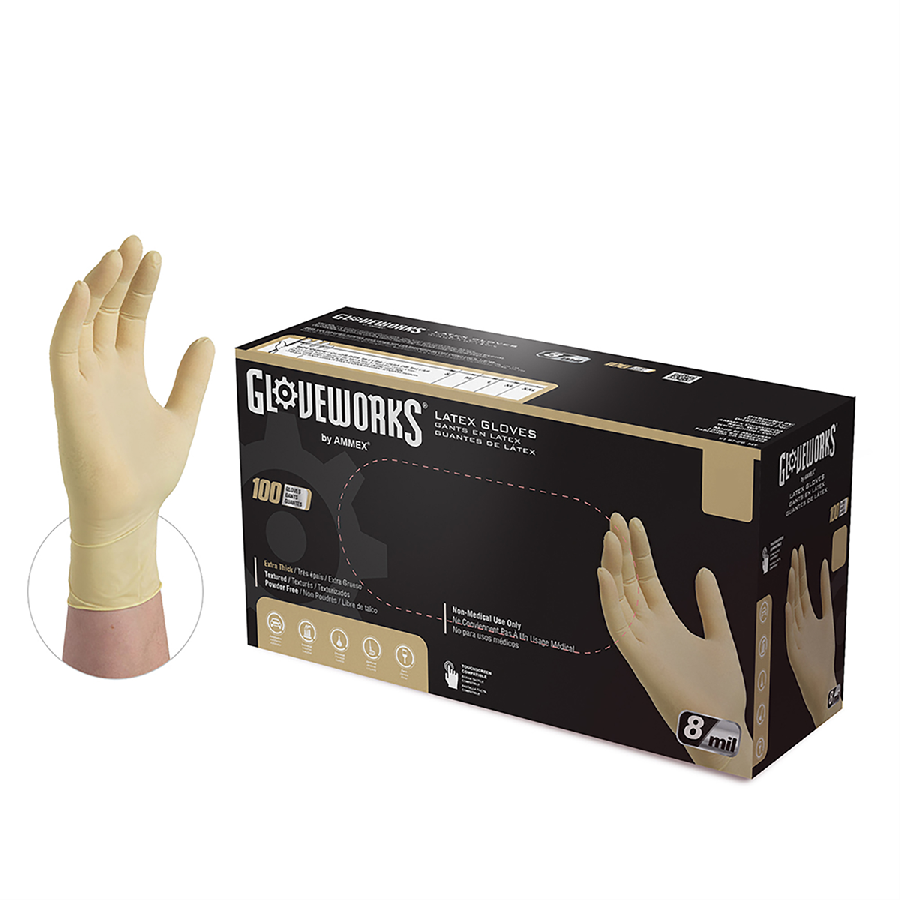 L Gloveworks HD P/F Textured Latex Gloves - Case