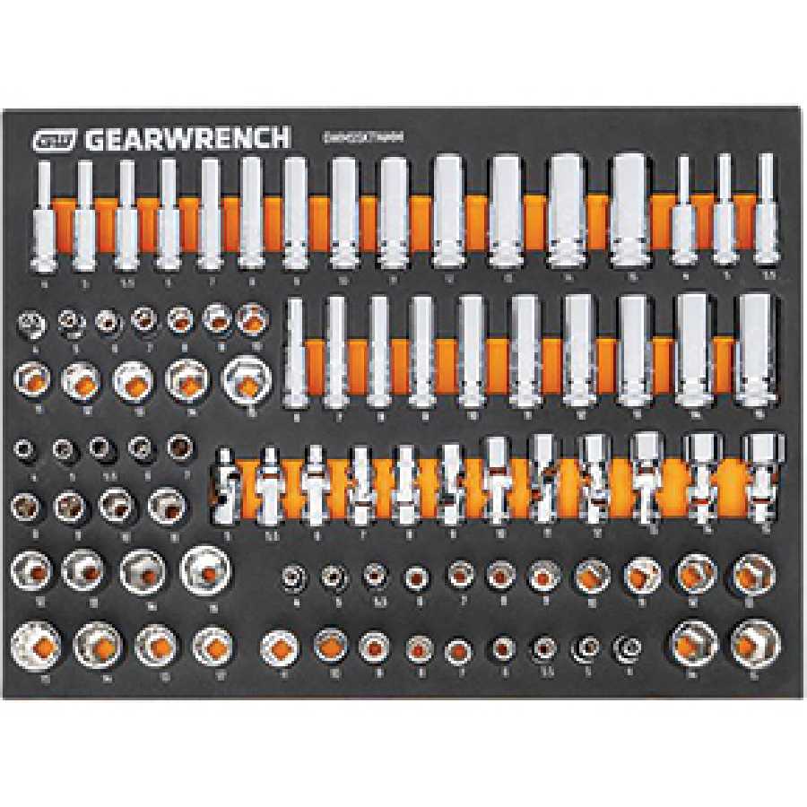 89 Pc 1/4” Drive Master Metric Socket Set in Foam Storage Tray