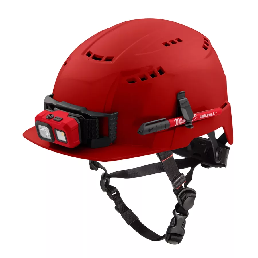 Red Front Brim Vented Safety Helmet - Type 2, Class C (image for) Red Front Brim Vented Safety Helmet - Type 2, Class C