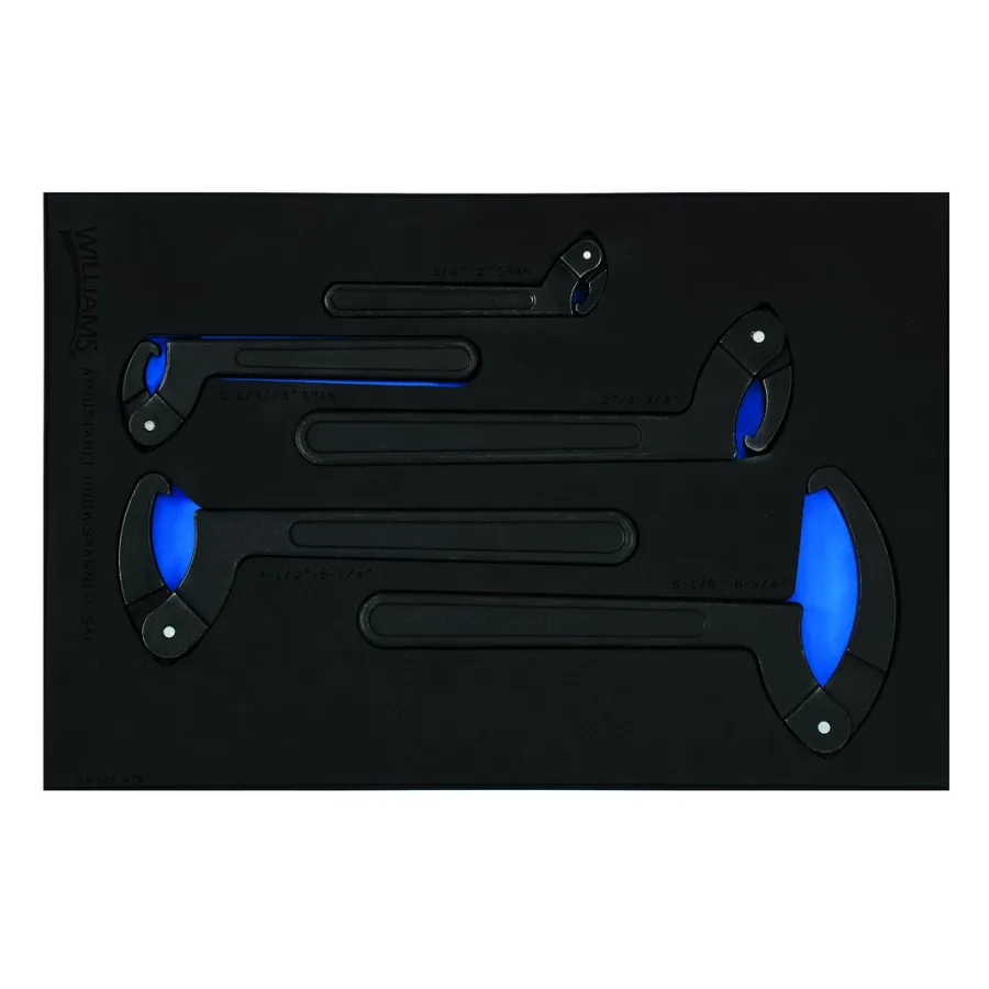 (image for) 5 pc Adjustable Hook Spanner Wrench Set in 1/3 Foam Drawer Inset