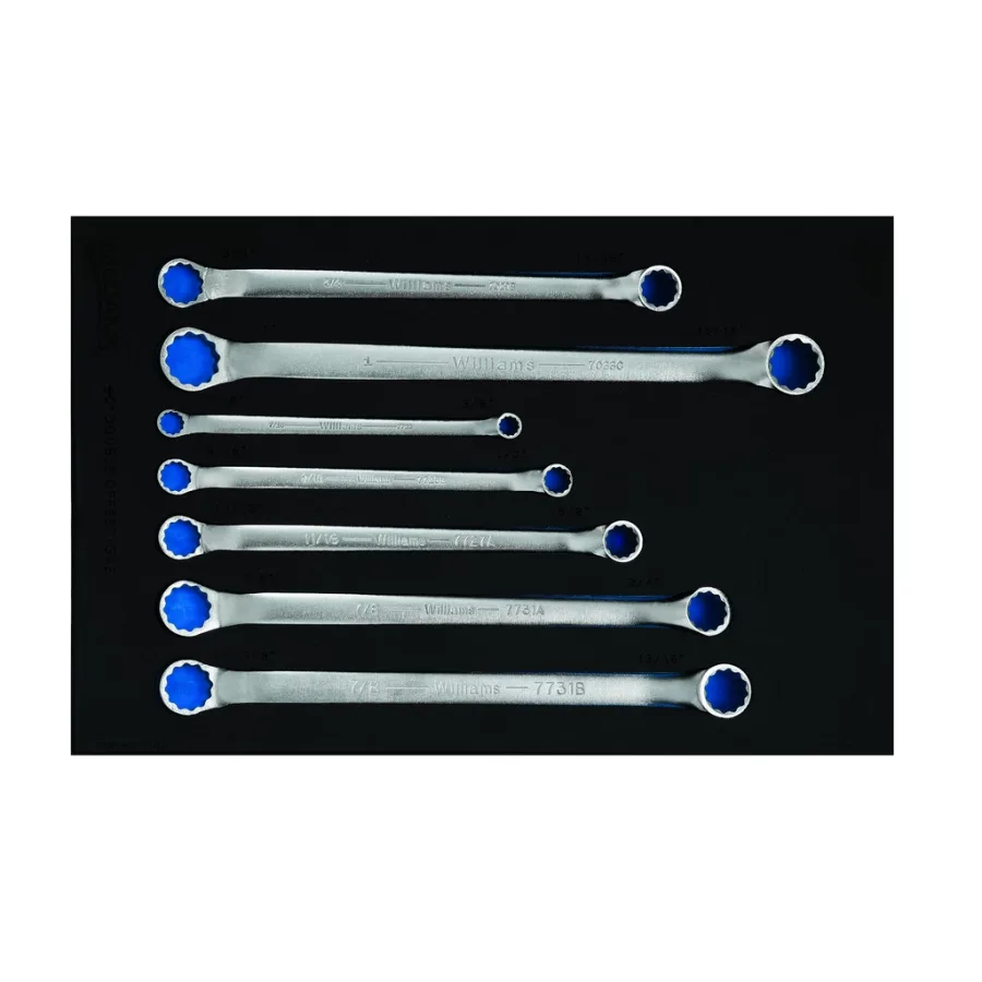 (image for) 7 pc SAE Double Head 10? Offset Box End Wrench Set in 1/3 Foam D