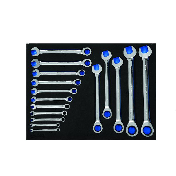 16 pc SAE Ratcheting Combination Wrench Set in 1/3 Foam Drawer I