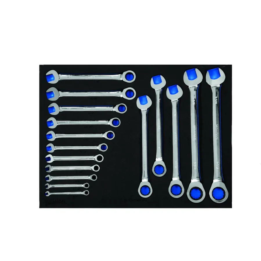 (image for) 16 pc SAE Ratcheting Combination Wrench Set in 1/3 Foam Drawer I
