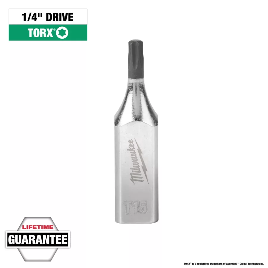 1/4" Drive T15 TORX® Bit Socket (image for) 1/4" Drive T15 TORX® Bit Socket