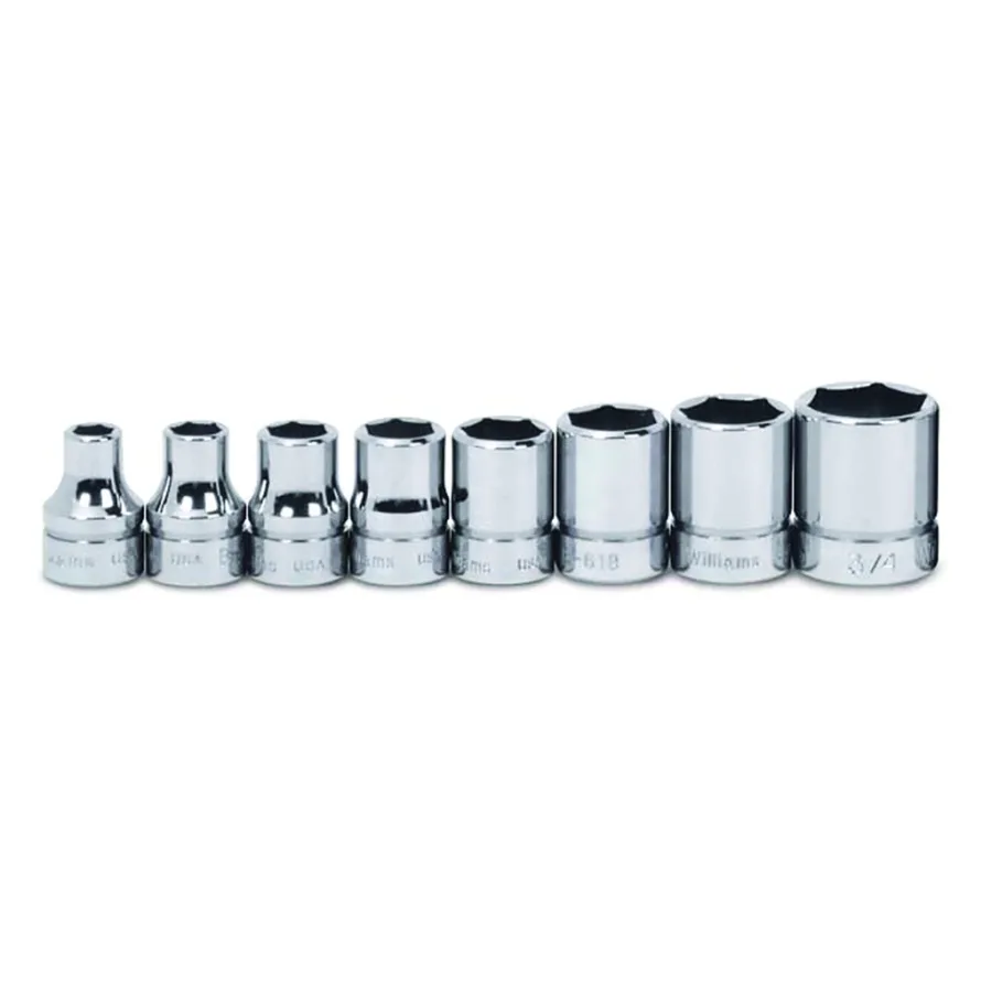 (image for) 8 pc 3/8" Drive 6-Point SAE Shallow Socket Set on Rail and Clips