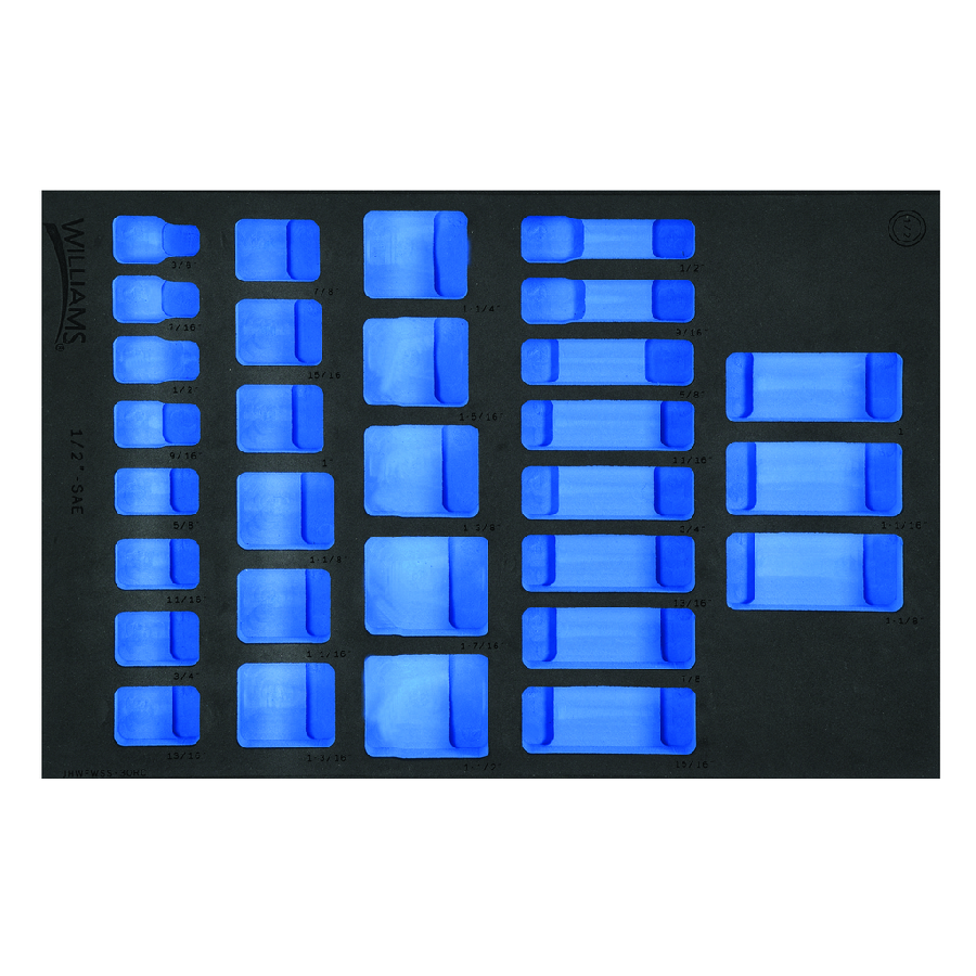 1/3 Foam Drawer Inset Only for 30 pc 1/2" Drive 12-Point SAE Sha