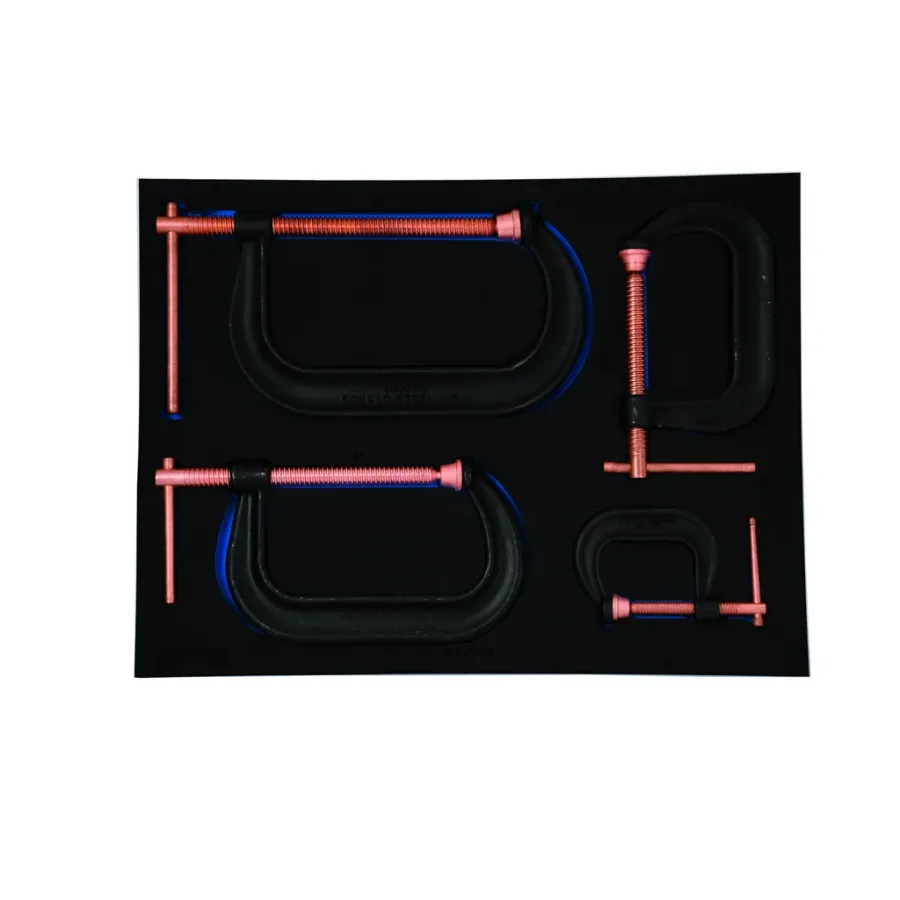 (image for) 4 pc C-Clamp With Copper Screw Set in 2/3 Foam Drawer Inset