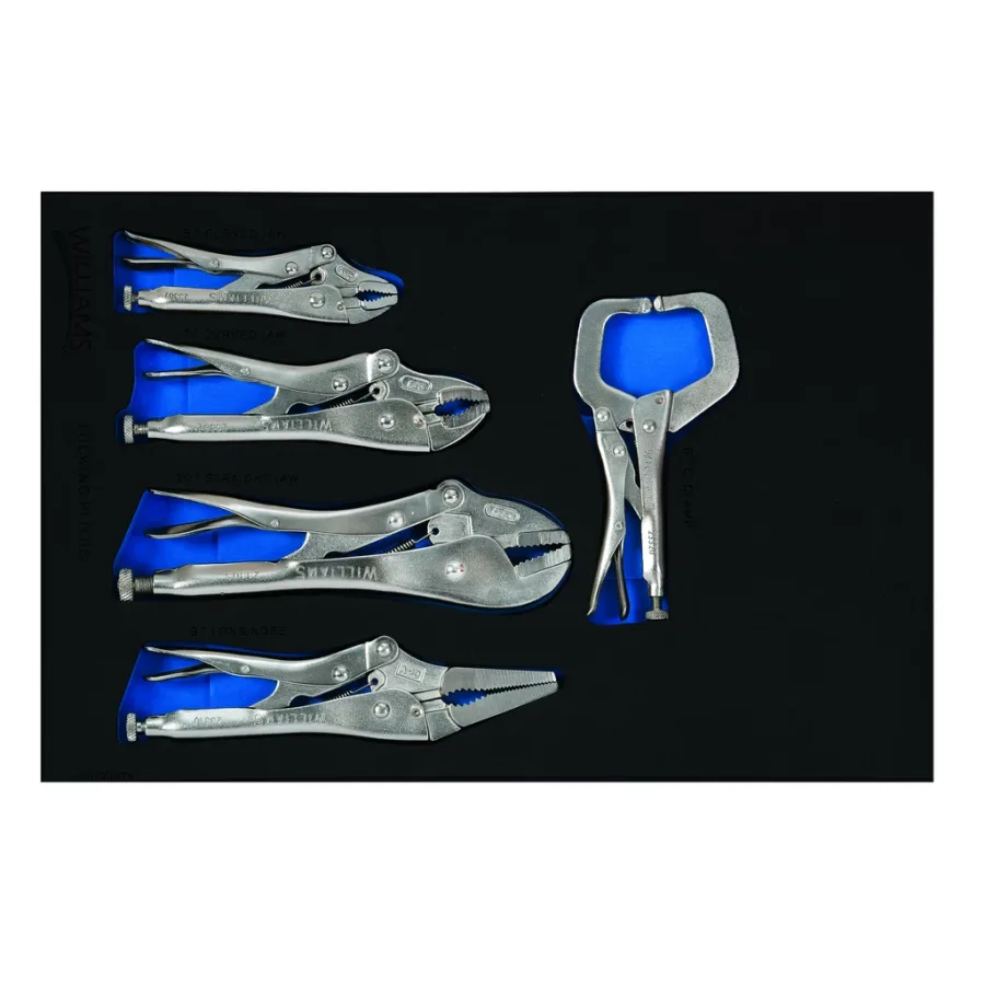 5 pc Locking Pliers Set in 1/3 Foam Drawer Insert (image for) 5 pc Locking Pliers Set in 1/3 Foam Drawer Insert