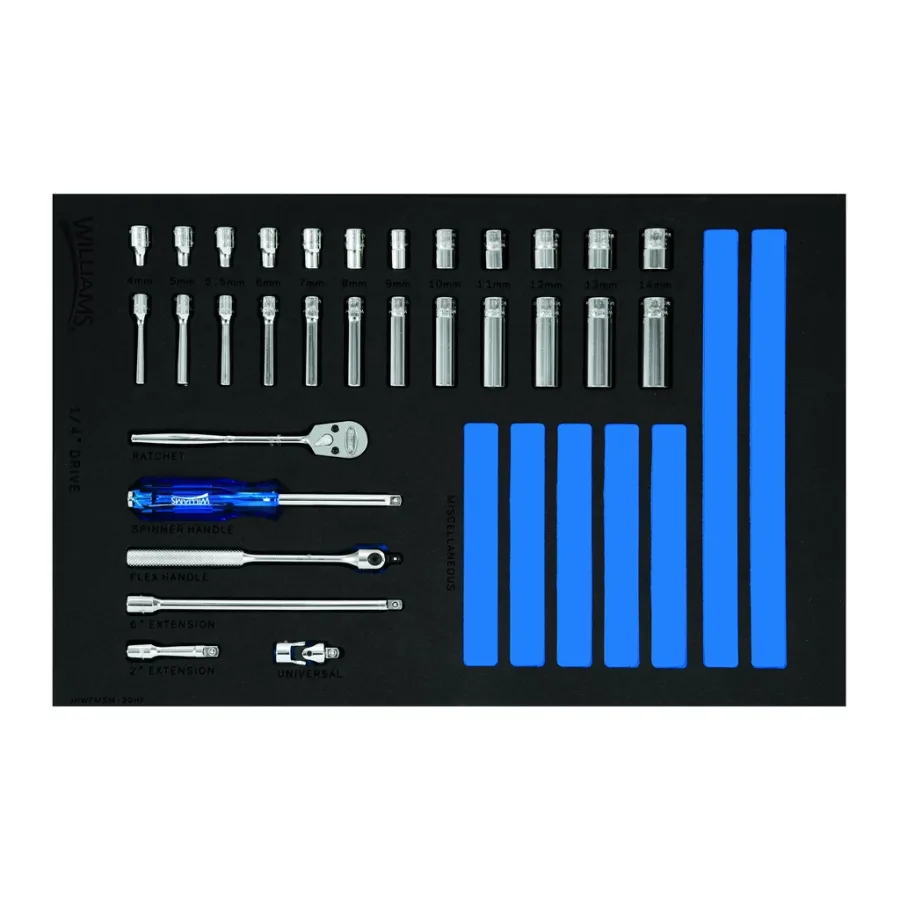 (image for) 30 pc 1/4 Drive 6-Point Metric Shallow & Deep Sockets & Drive To