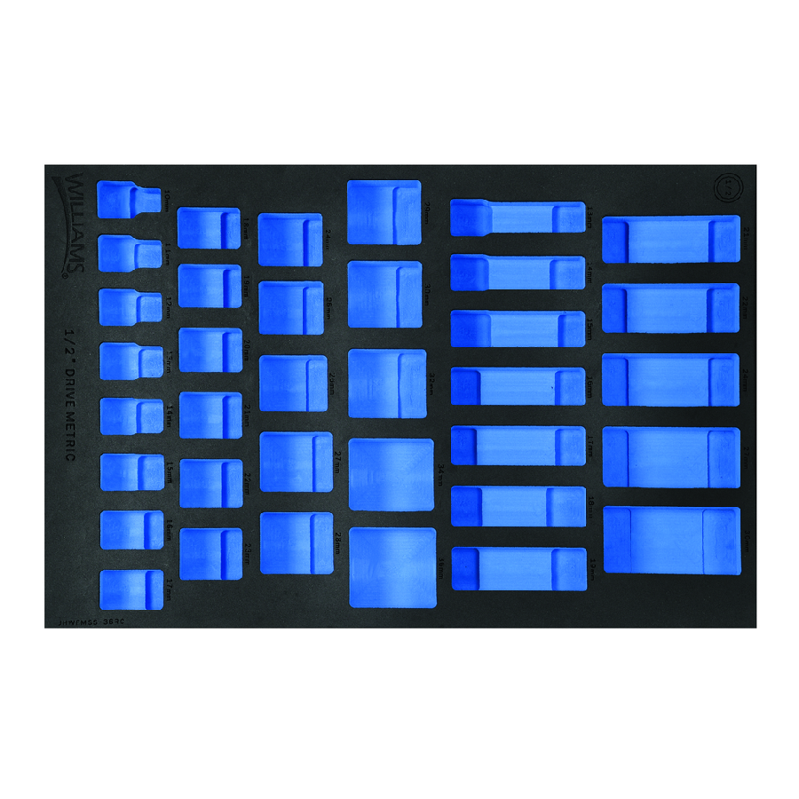 1/3 Foam Drawer Inset Only for 36 pc 1/2 Drive 12-Point Metric S