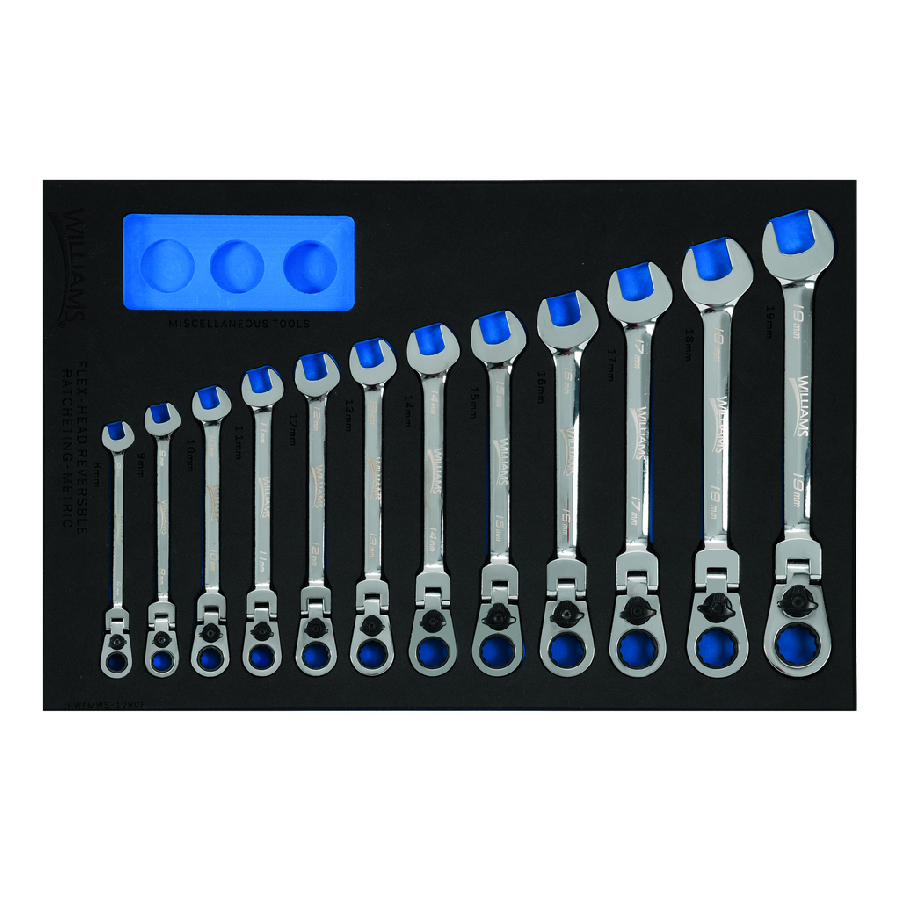12 pc Metric Ratcheting Combination Wrench Set in 1/3 Foam Drawe