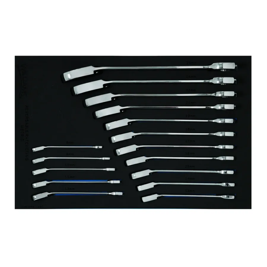 (image for) 16 pc Metric Ratcheting Combination Wrench Set in 1/3 Foam Drawe