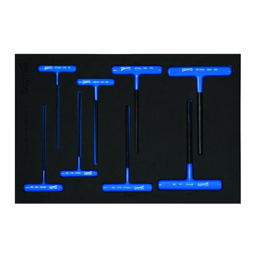8 pc Metric Arm T-Key Set in 1/3 Foam Drawer Inset (2 mm to 10 m
